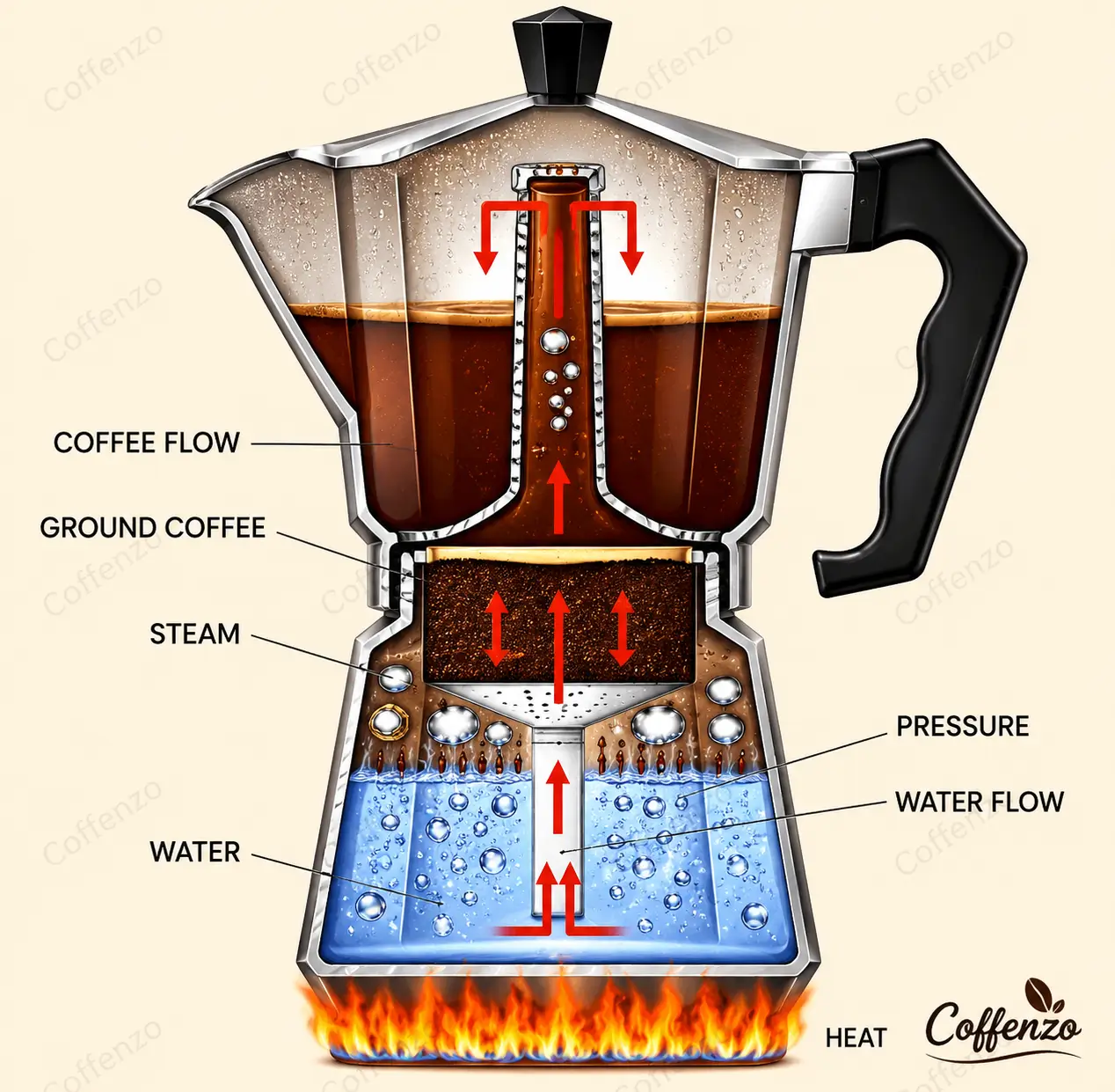 how does a percoolator coffee pot work